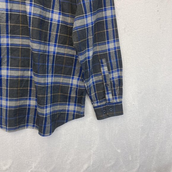Eddie Bauer Relaxed Fit Flannel Shirt Mens Large Blue Gray Plaid Button Up Cabin - Picture 15 of 15